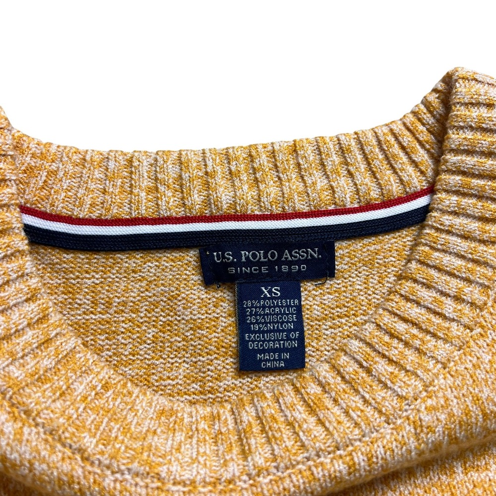 US Polo Assn Womens XS Orange Marled Crewneck Sweater Long Sleeve Pullover Logo - Picture 9 of 11